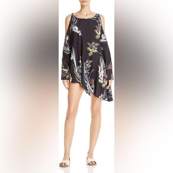 Free People Women's Clear Skies Printed Tunic Black | size Extra Small - Picture 1 of 9